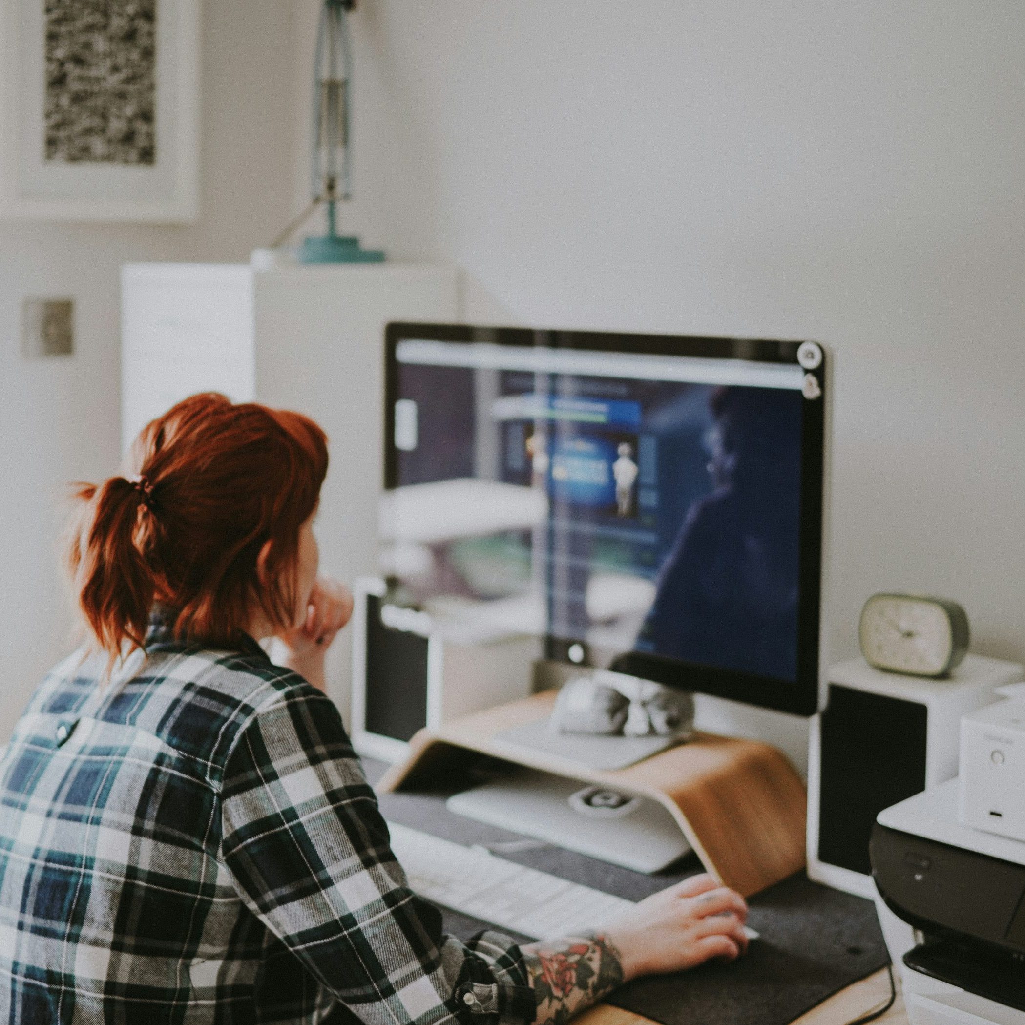 Woman attending webinar